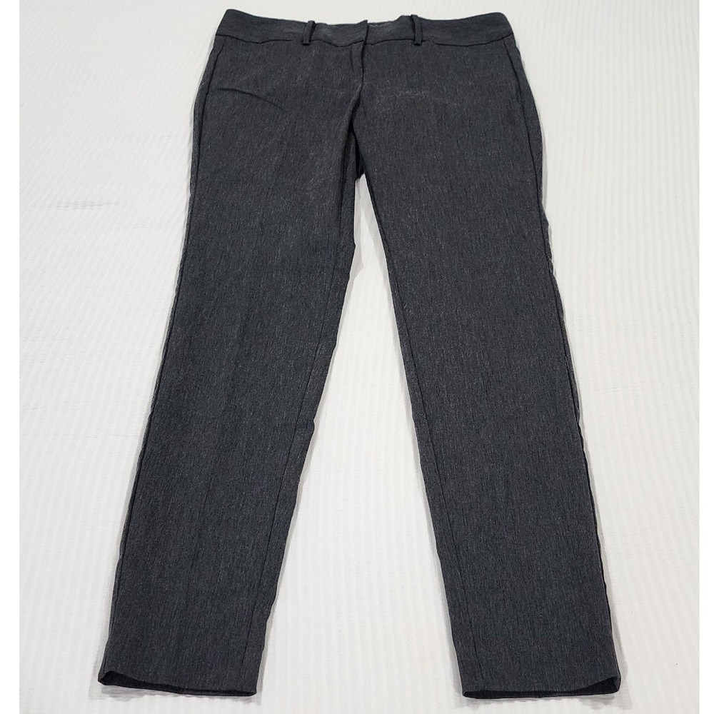 Satinato Womens Charcoal Gray Heather Dress Pants Slim Office Trousers Size 4